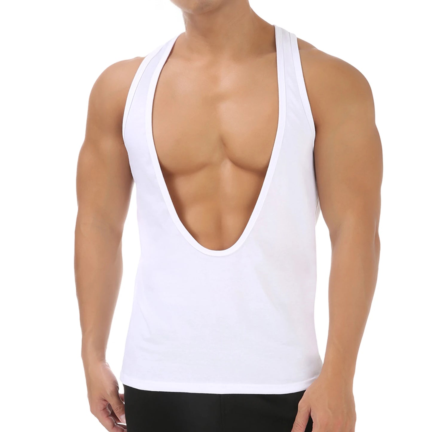 Casual Vest Men's Tank Top Man Deep V-neck Sexy Sleeveless Tops/T-Shirt Muscle Workout Bodybuilding Singlet Dopamine Color
