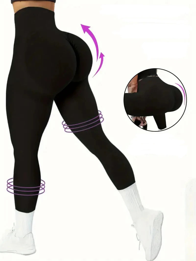 Solid Color Seamless Yoga Leggings High Waist Fitness/Running Workout Sports Pants Women's Activewear