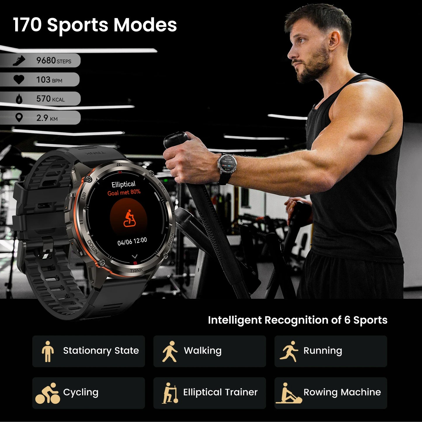 KOSPET TANK T3 Ultra 2 GPS Smart Watch for Men Bluetooth Call/5ATM IP69K Waterproof Men's Watch Stainless Steel Health Monitor