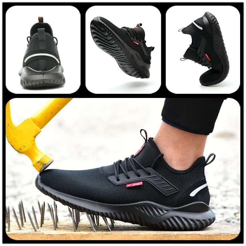 SUADEX Safety Anti-Smashing Shoes Steel Toe Puncture Proof/Men Indestructible Breathable Work Sneakers