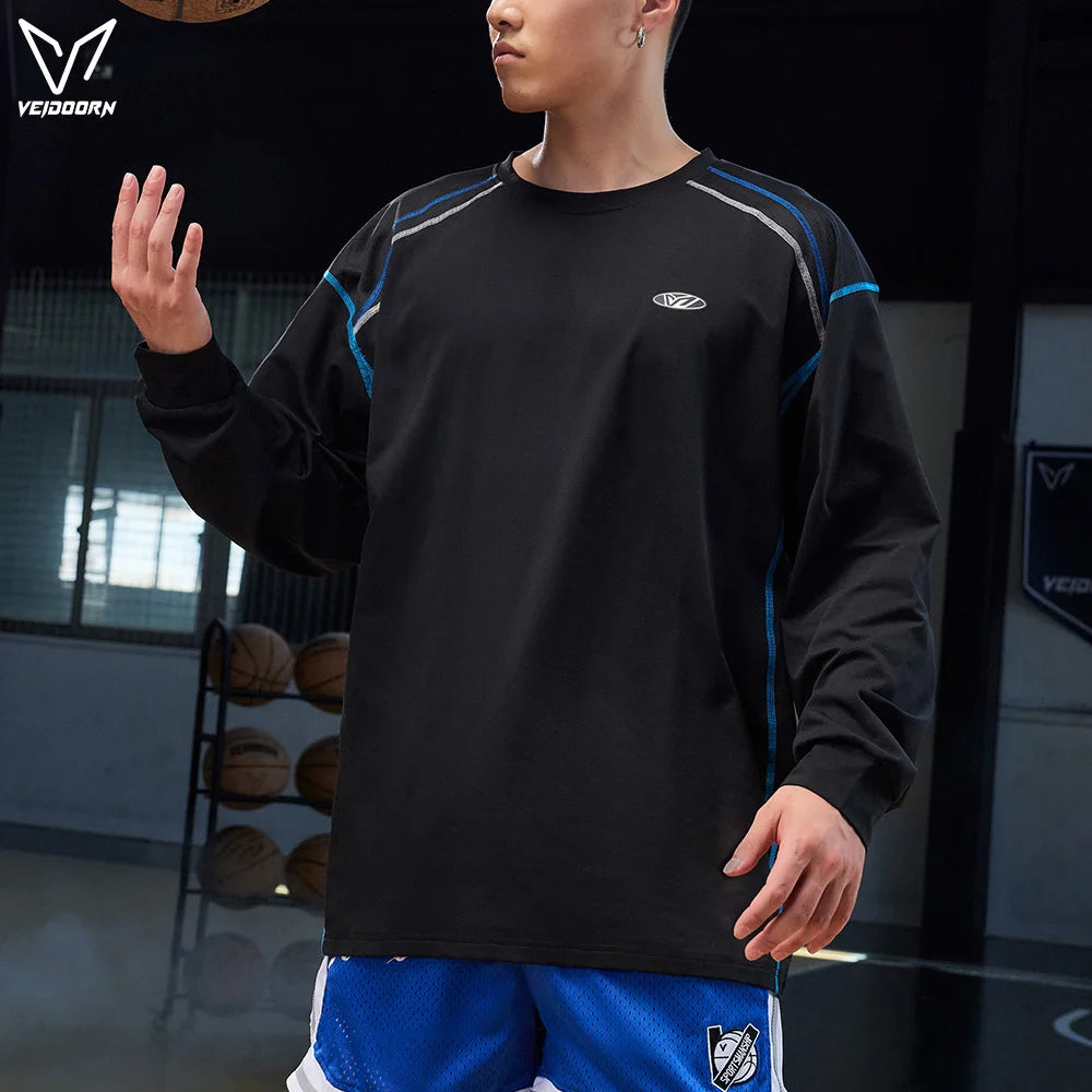 Veidoorn Men's Long Sleeve Workout Shirts Athletic Running/Base player Top for Gym Training Moisture Wicking Thermal Sportswear
