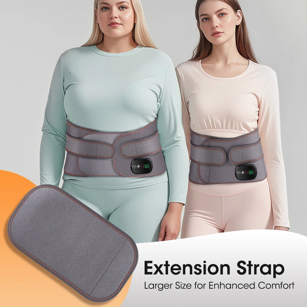 Cordless Heated Waist Massager Belt with Vibration 3-Level Adjustable/Heat & Massage Intensity Rechargeable Lumbar Heating Pad