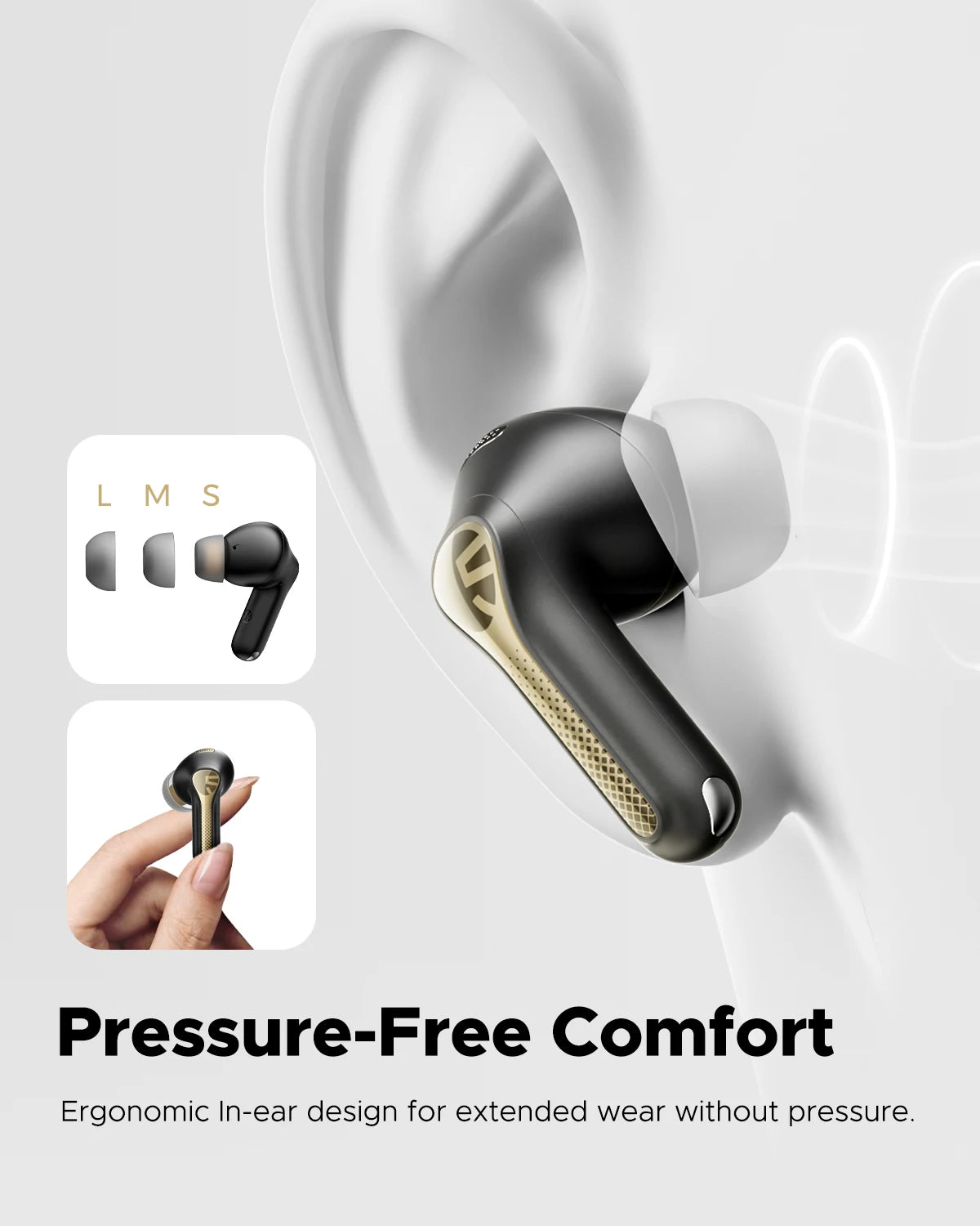 SoundPEATS Capsule3 Pro+ Wireless Earphones Adaptive/ANC Bluetooth Headphones Hi Res HiFi Stereo Sound with Speaker,LDAC