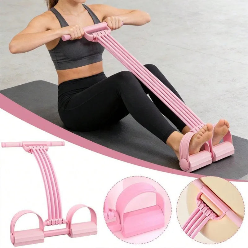 Home Workout Foot Pedal Resistance Bands with Handle/Tube Natural Rubber Tension Rope Multifunction Yoga Pilates