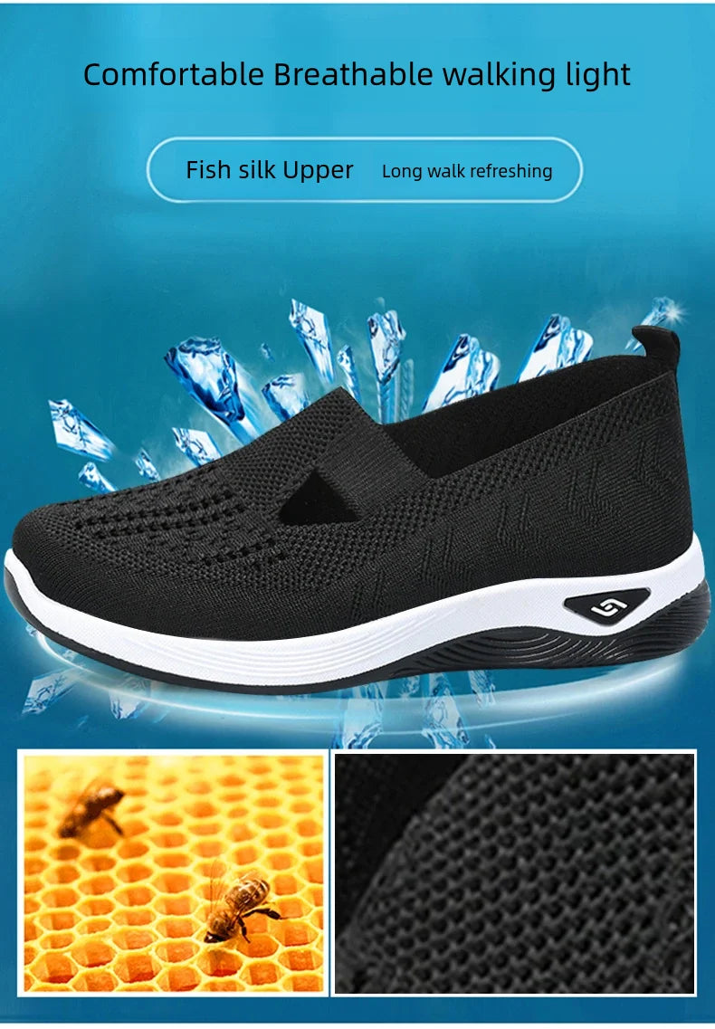 Women's shoes Solid Color Breathable Sneakers casual sneaker/women's summer sneakers Low-top Knitted Casual Shoes Mom Shoes