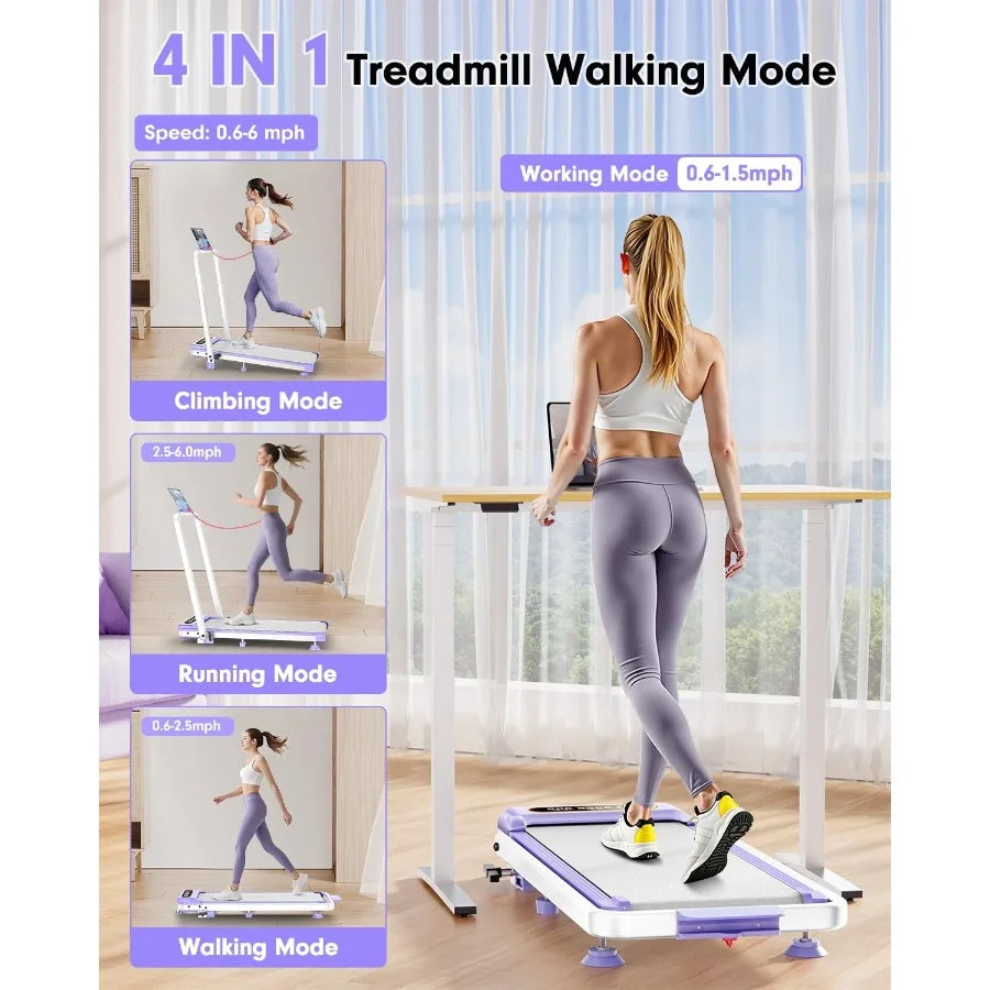 Portable Walking Pad Treadmill for Home Use with 10 Incline and 3.5HP Motor/Low Noise Design Foldable Fitness Equipment