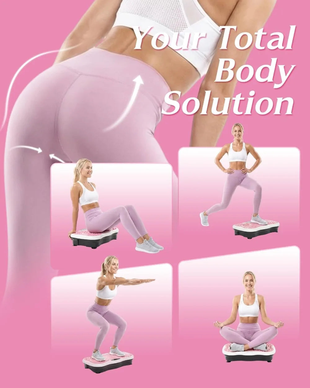 Vibration Plate Exercise Machine for Lymphatic Drainage 200 Speeds/Full Body Workout 300 Lbs Capacity with Resistance Bands