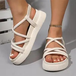 Women's Beach Sandals Thin Strap Platform Shoes/Summer New Soft Sole Sporty Sandals Versatile Flat Shoes