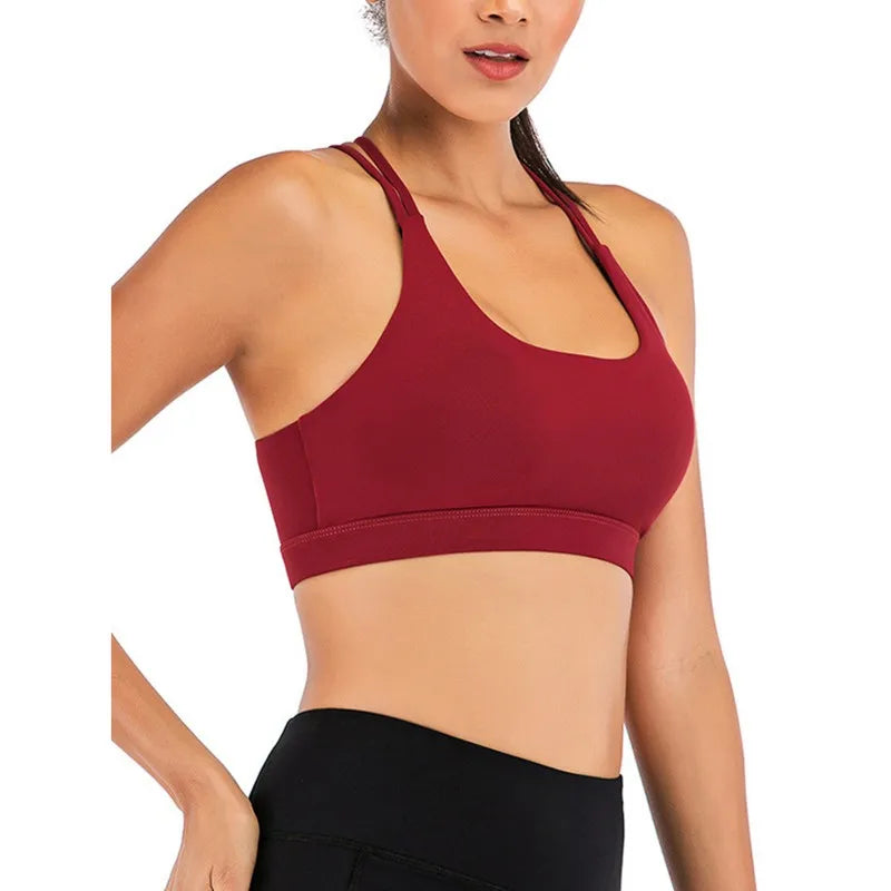 Vest Yoga Top Sports Bra Back Cross Solid Color/Fine Belt Sports Exercise Bras Women's Wear