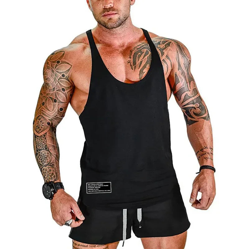 Gym Bodybuilding Fitness Vests Men's Running Sport Cotton Tank Tops/Summer Breathable Sleeveless Y Back Undershirt