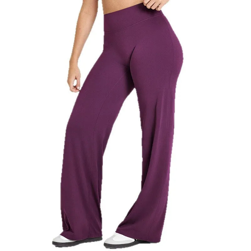 NCLAGEN Soft Motion Straight Leg Bottoms Women's Mid-Waist Yoga Pants/GYM Leggings Naked Feel Pilates Running Sports Trousers