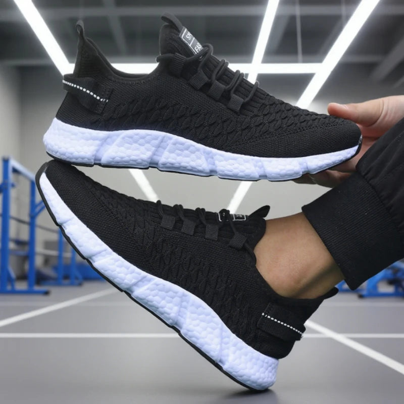 New Men Sneakers Breathable Anti-Slip Soft Foldable Travel Sneakers/Sleek Monochrome Mesh Male Running Shoes