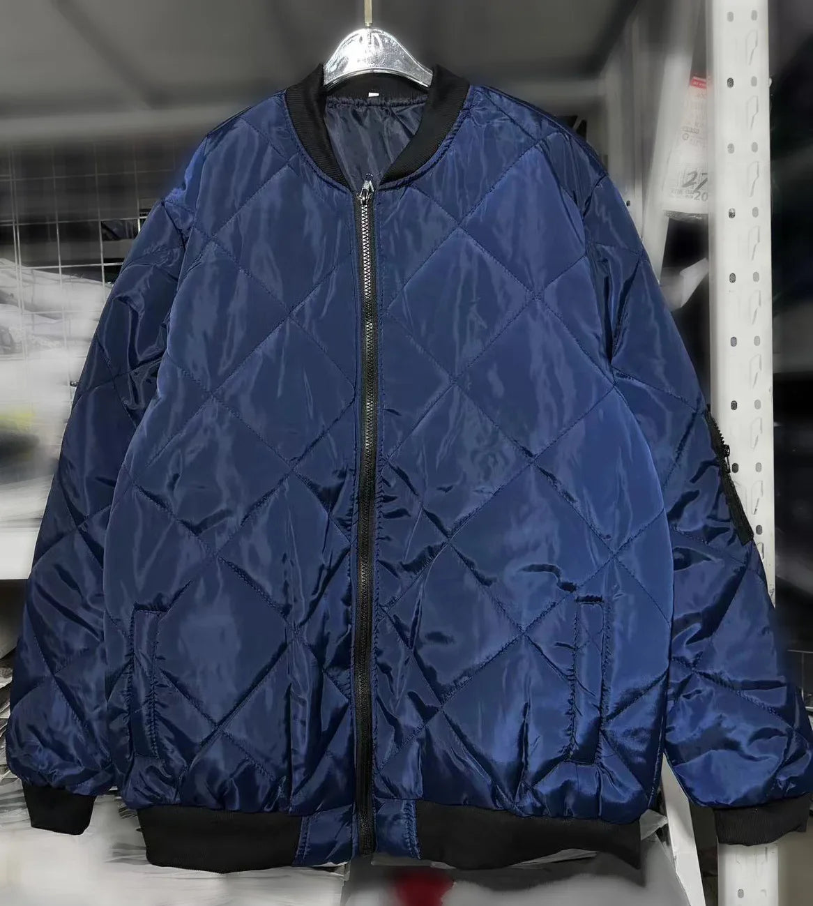 Winter New Jacket Men's Baseball Collar Mesh Pressed/Lightweight  Jacket Vintage Flight Casual Long Sleeve