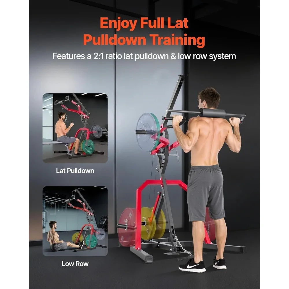 Home Gym Equipment, Leverage Gym with 2:1 Ratio LAT Low Row System/Strength Training Machine for Squats Deadlifts