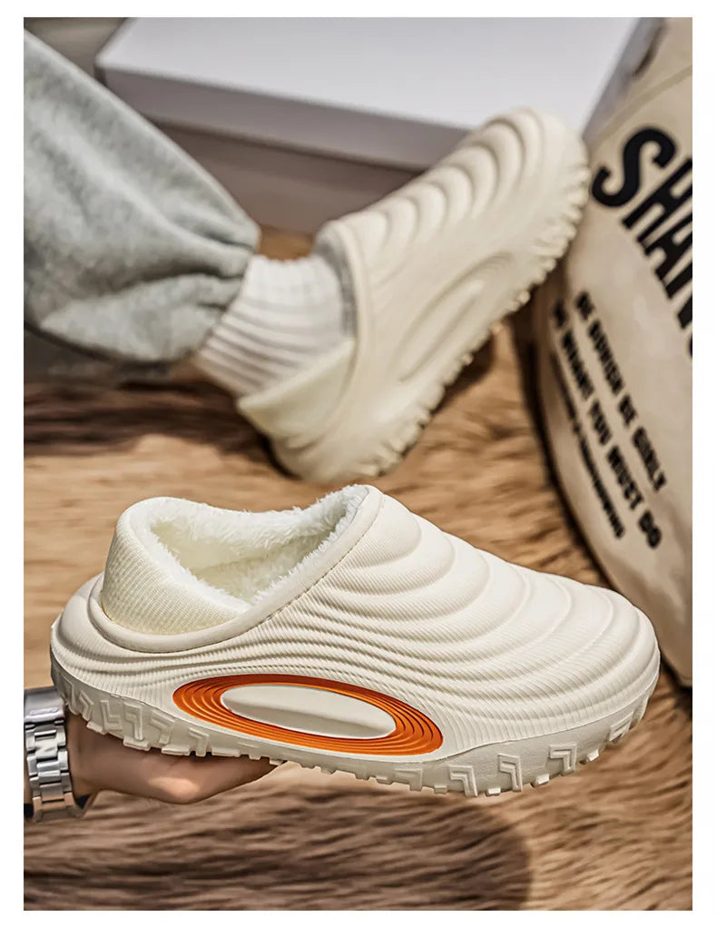 New Fashion Cotton Men's Slippers Winter Warm Plush Men Slippers/Waterproof Men Garden Shoes Indoor Outdoor Men's Warm Shoes