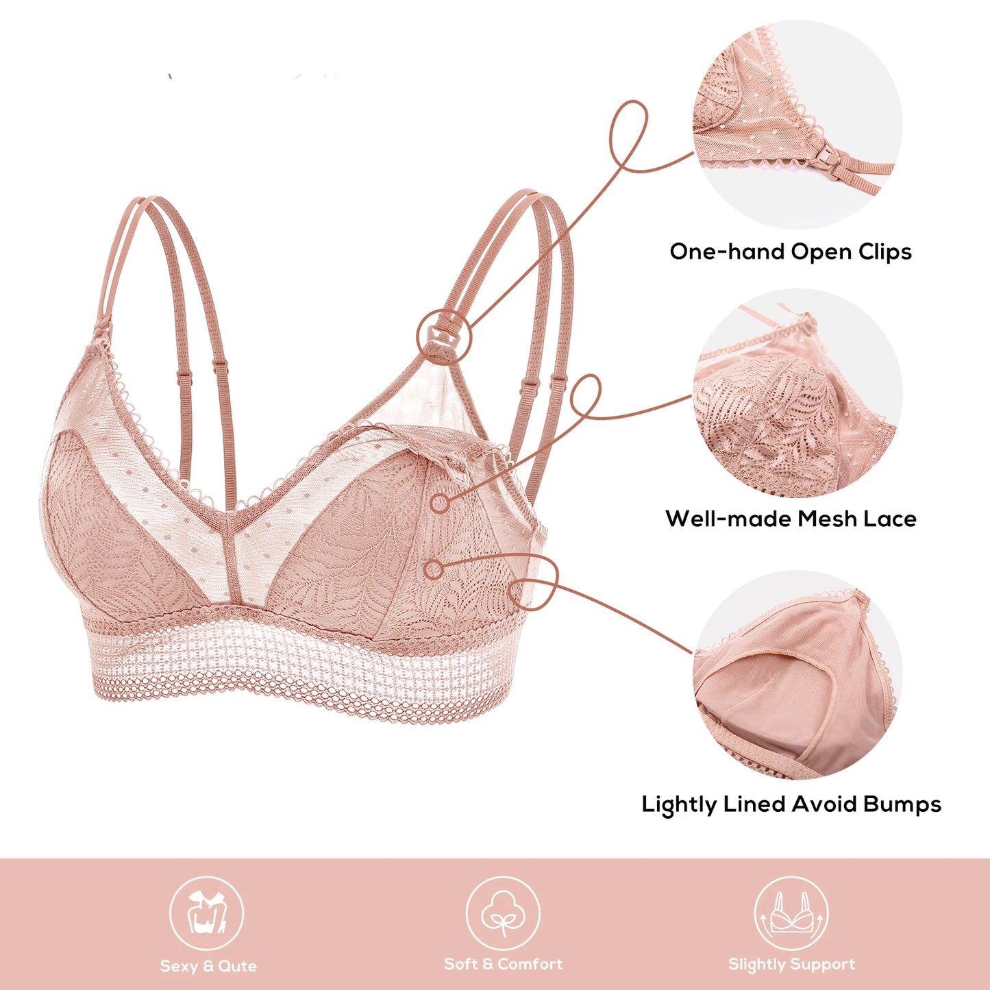 MOMANDA Maternity Nursing Bra Lightly Padded/Wireless Bralette For Pregnant Women