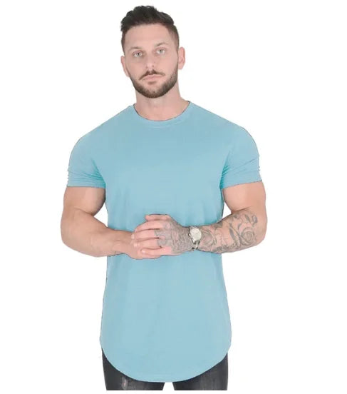 Muscle Fitness T-shirt Summer Men's Athleisure Workout short sleeve/T-shirt High Quality cotton Men T-shirt Gym Sport Shirt Tops