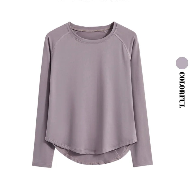 DRUR Long Sleeve Gym Top Women Breathable Quick Dry Workout Tshirt/Loose Fit Running Tee Yoga Clothing Sportswear Activewear New