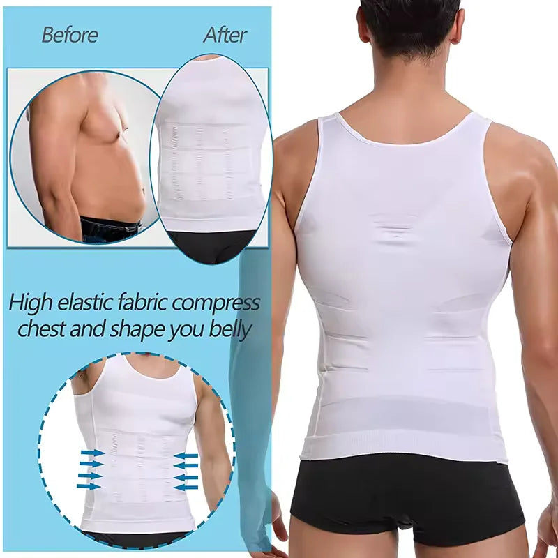 Men Compression Vest Sleeveless Shapewear Slimming Body Shaper/Shirt Gym Workout Corset Tummy Control Tank Top Abs Abdomen