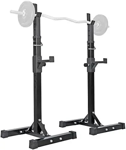 Pair of Adjustable Height 40"-66" Portable Dumbbell Racks/Sturdy Steel Squat Rack Barbell Free Bench Press Stands Home Gym