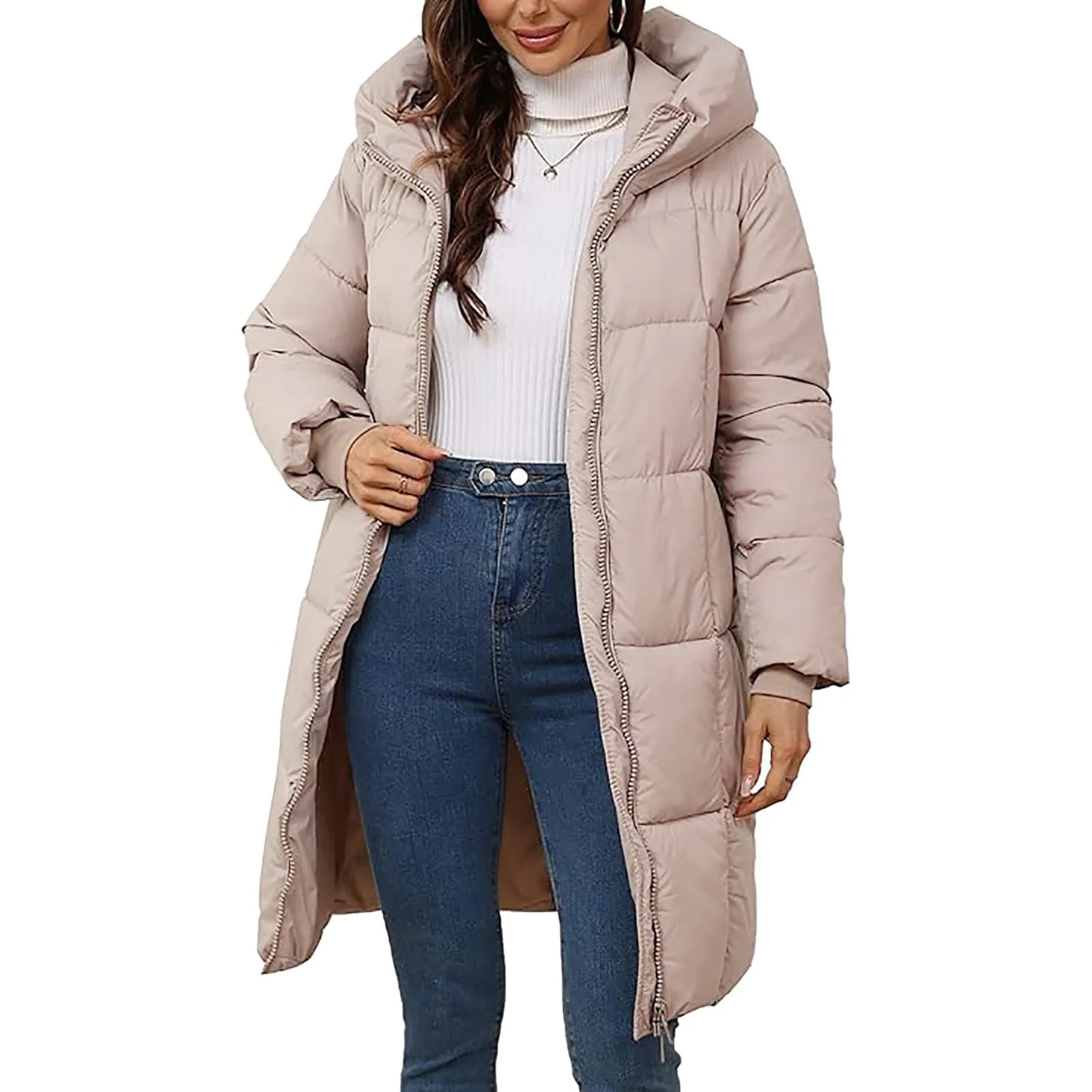 Winter Parkas Women's Down Cotton-Padded Jacket Long Coats/Hooded Overcoat Thicken Warm Slim Outerwear Female Casual Coats