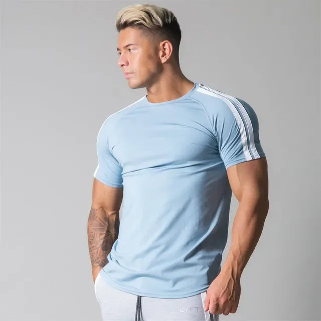 Gym Fitness Shirt Men Running Sport T-shirt Short sleeve Cotton Tee/Top Summer Male Bodybuilding Training Workout Shirt