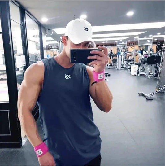Mens fitness gyms Tank top men Fitness sleeveless shirt Male mesh breathable/Sports vest Undershirt Gyms Running vest men