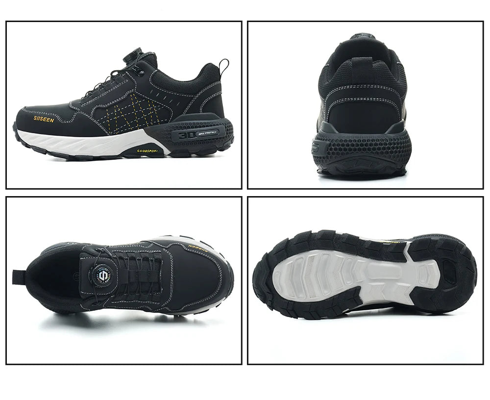 NEW Work Safety Shoes for Men Steel Toe Cap 4.0 KEVLAR Rotating Button/Work Sneakers Anti-smash Puncture-Proof Shoes Work Boots