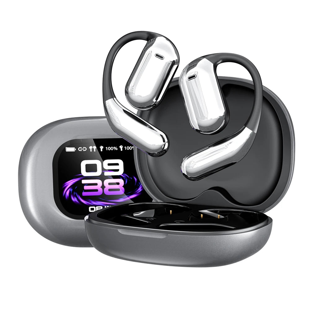 BT 5.4 Real Time AI Translator Earbuds Open Ear Wireless Headphones/IPX7 Waterproof Touch Screen AI Translator Earbuds