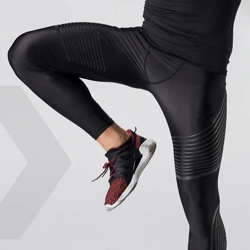 Compression Pants Men Running Tights Fitness Sport Leggings Pants/Gym Training Joggers Fitness Athletic Striped Skinny