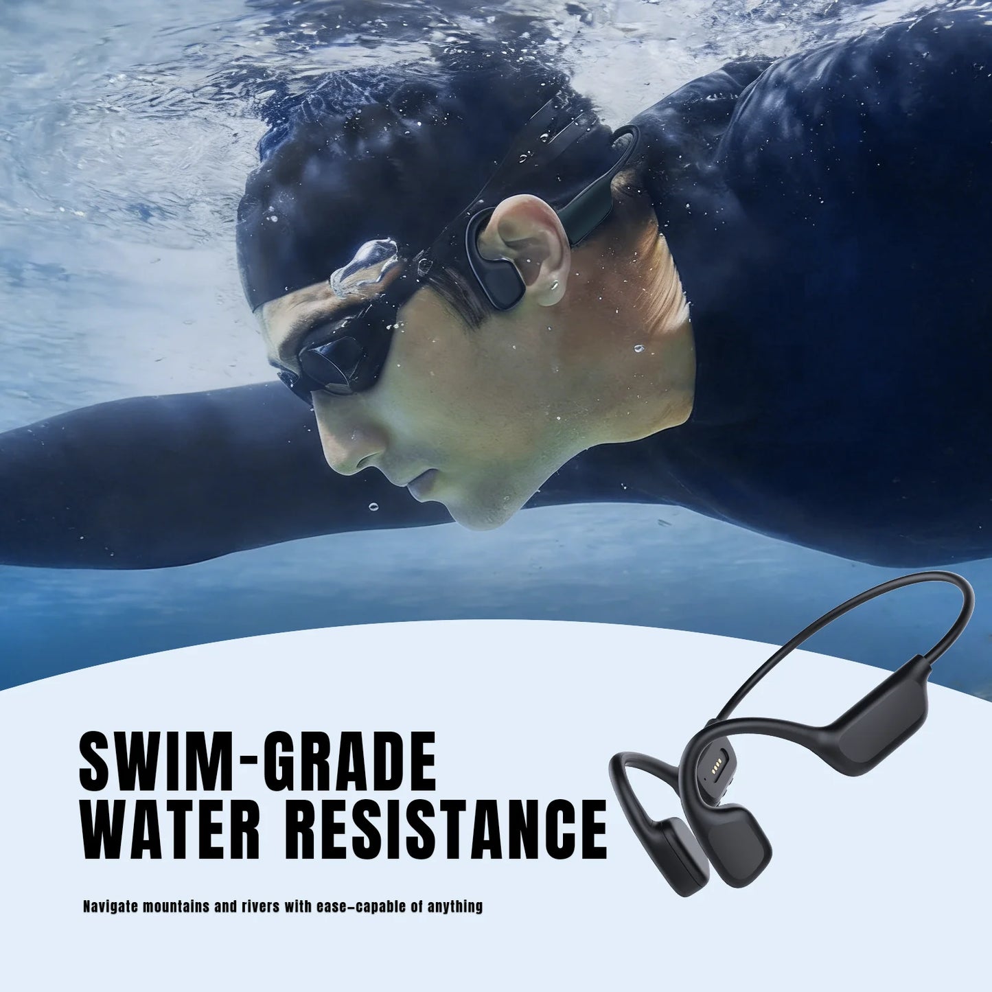 X7 Max Bone Conduction Headphones Bluetooth/6.0 IPX8 Waterproof 32G Memory Wireless Open Ear Sports Earphones