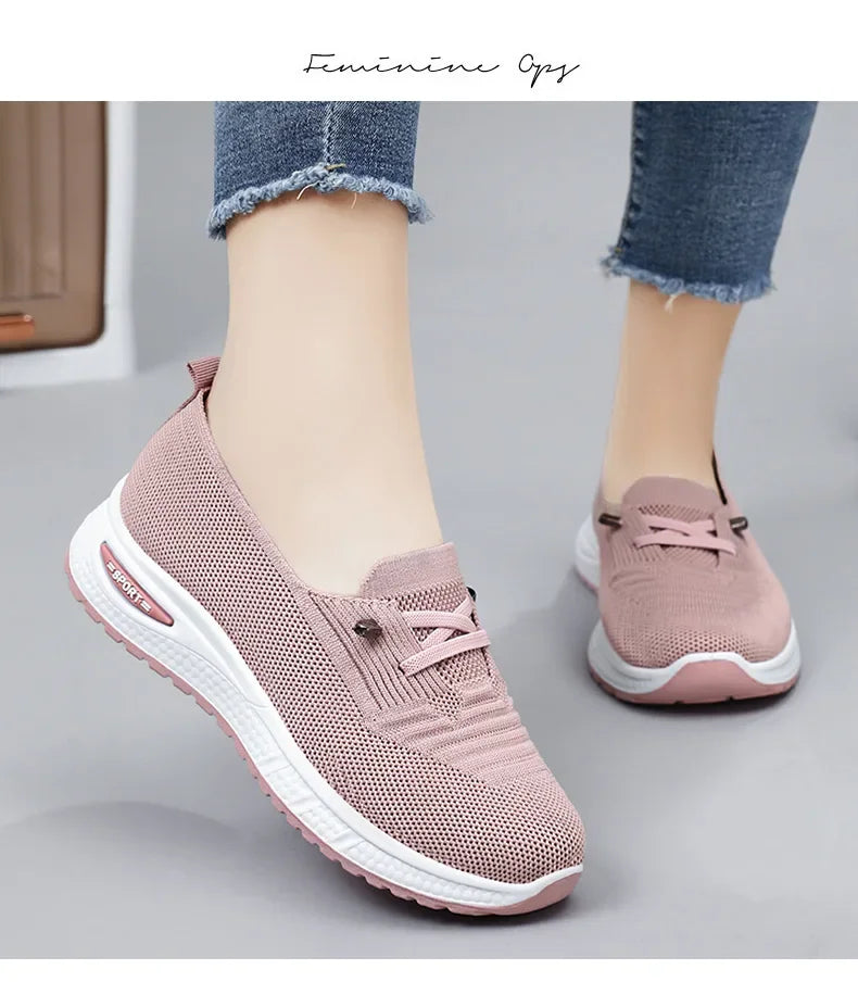 Women's Casual Shoes Fashion Breathable Walking Flat Bottom/Sports Shoes Women's Fitness Large Pink Women's Shoes