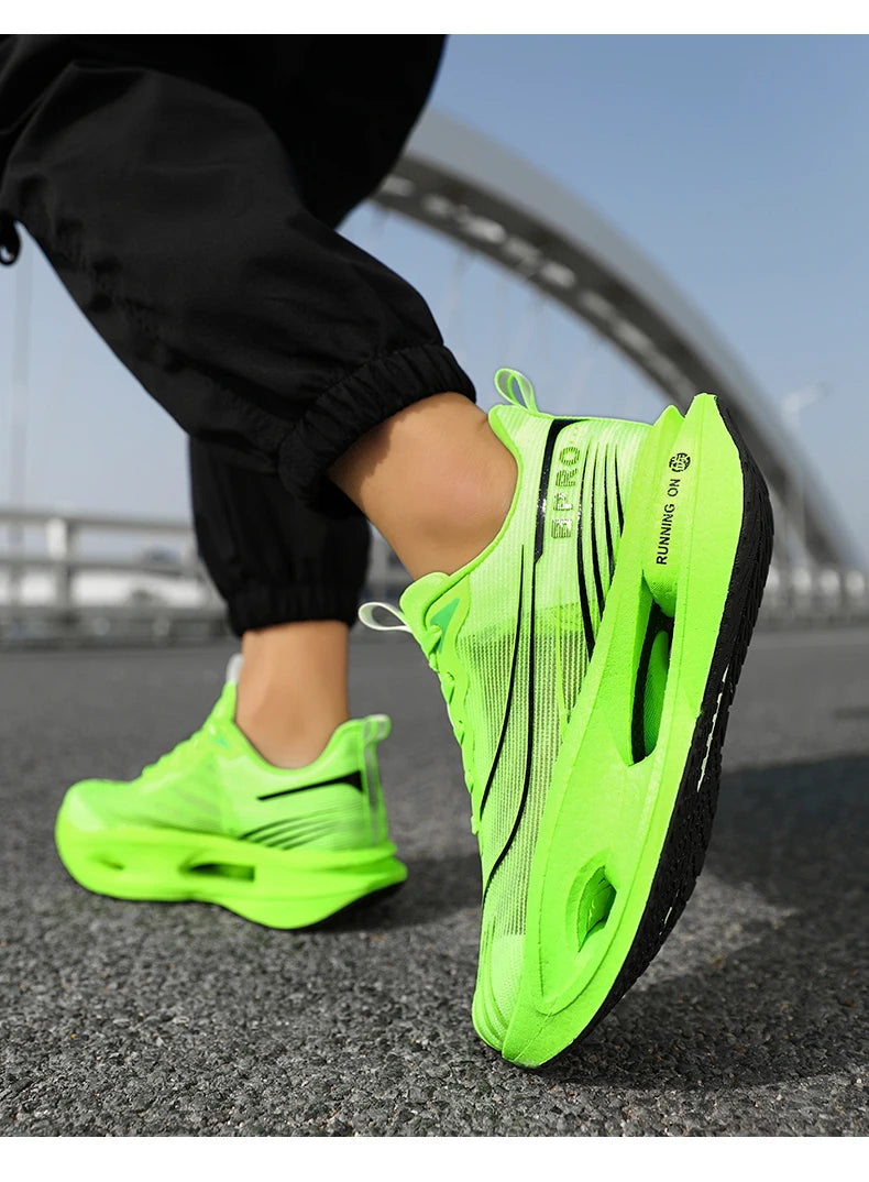 Men Breathable Mesh Comfortable Sports Shoes Fashion Color-Block/Sneakers Carbon Plate Support Light Rebound Running Shoes