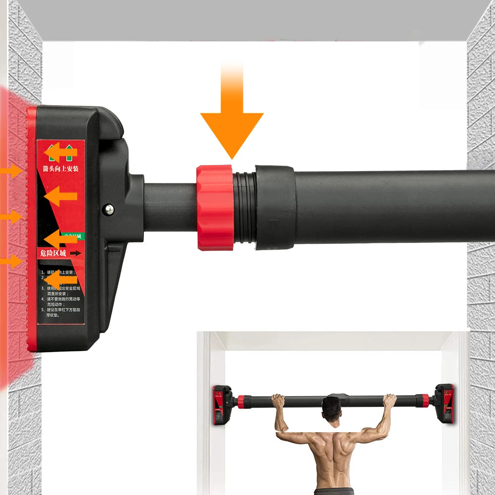 Strength Training Pull-up Bars with Level Gauge 69-92cm Adjustable Width/200kg Max Load Capacity Chin Up Bar For Doorway