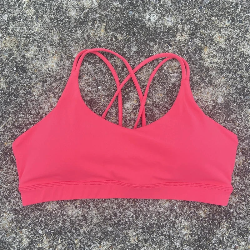 Solid Color Soft High Strength Women Cross Fitness Bra Tight Sport Top/Comprehensive Training Gym Yoga Underwear With Chest Pad