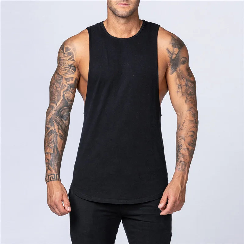 Men's Gym Clothing Summer Fitness Cotton Tank Top Men Jogging/Bodybuilding Sleeveless Shirt Breathable O-Neck Casual Muscle Vest