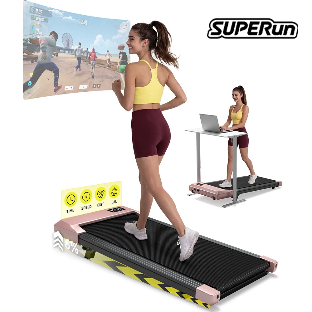 2in1 Walking Pad Mini Treadmill Portable for Home&Office/Under Desk LCD Screen Max 300lbs Quiet Treadmills Exercise Machine