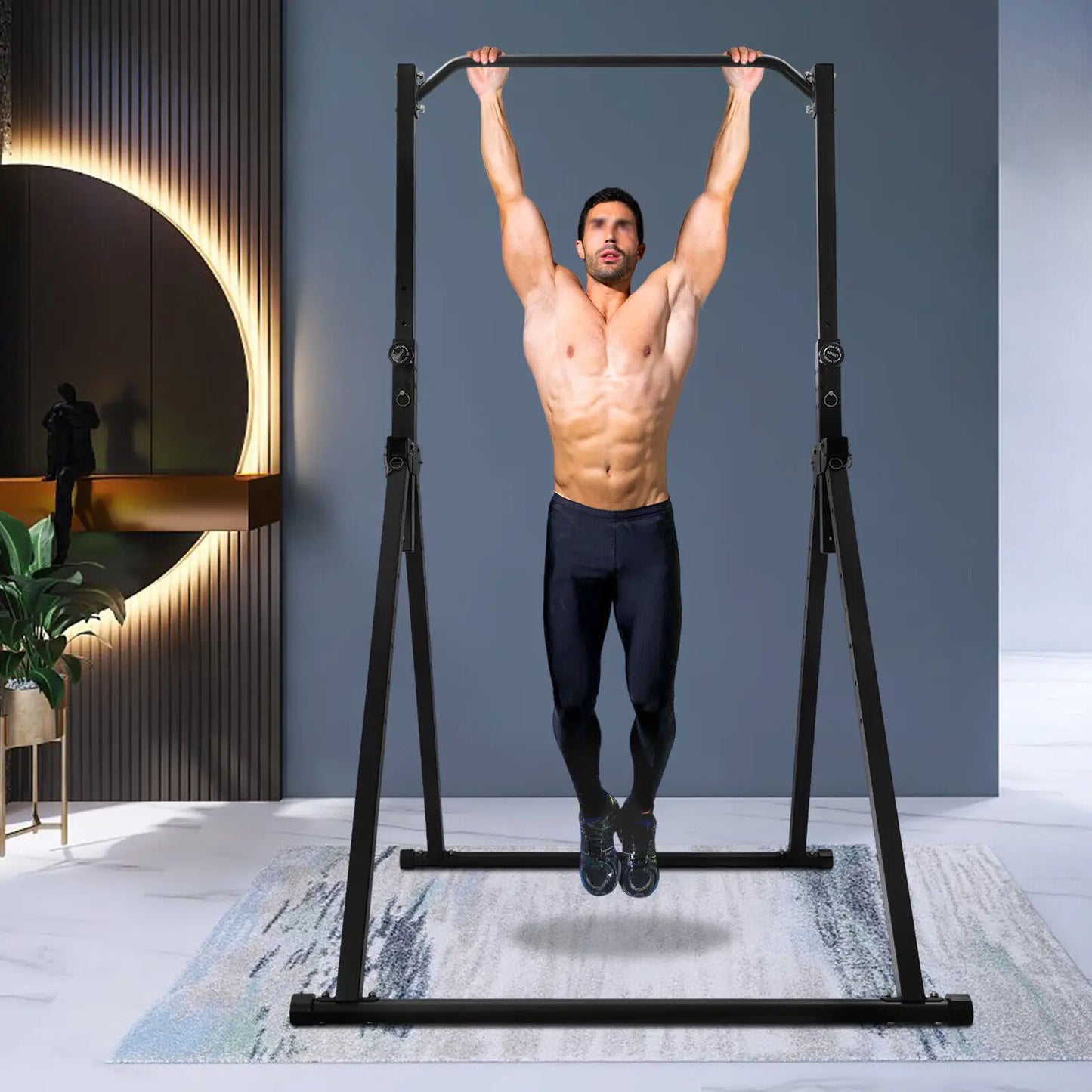 Triangular Pull Up Station, Adjustable Height Strength Training/Workout Equipment Foldable Horizontal Bar for Home Gym