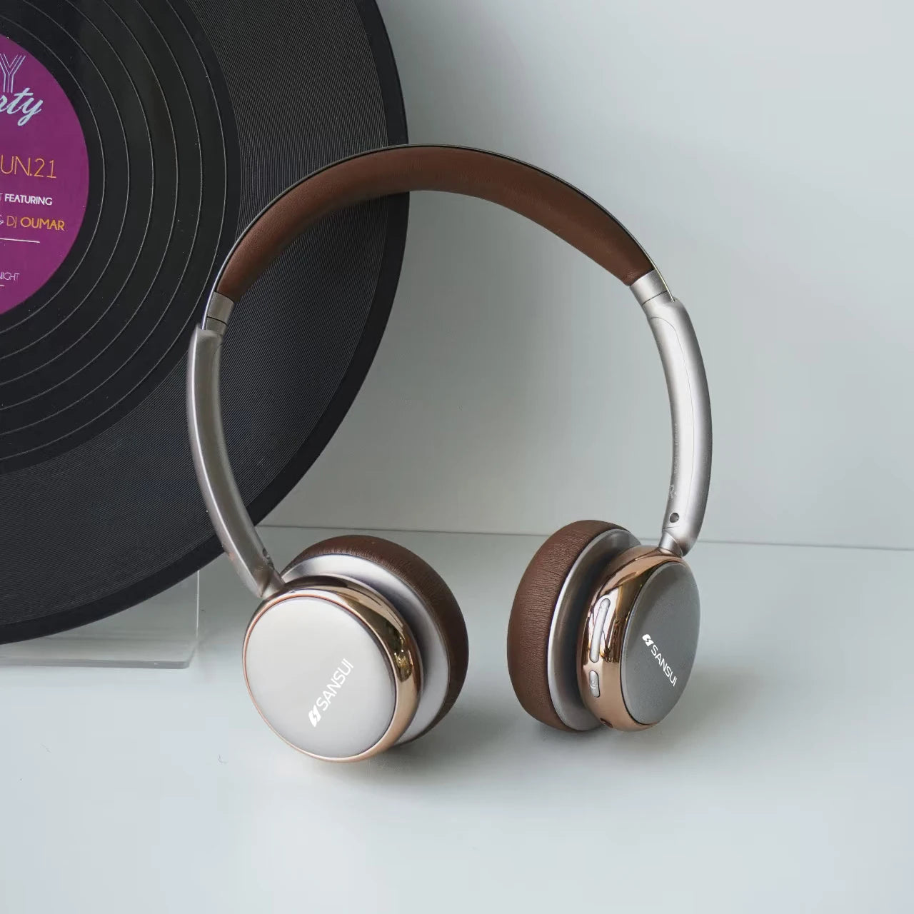 Sansui DT11 ANC Wireless Bluetooth 5.4 Headphone -45dB/Active Noise Reduction Headsets 50H Playtime Over Ear Retro Earphones