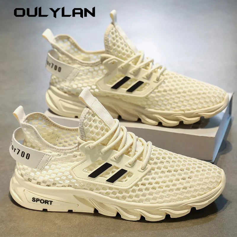 Oulylan Men Sneakers Hollow Mesh Breathable Soft Sole Shoes/Casual Lightweight Non-slip Walking Running Shoes for Men