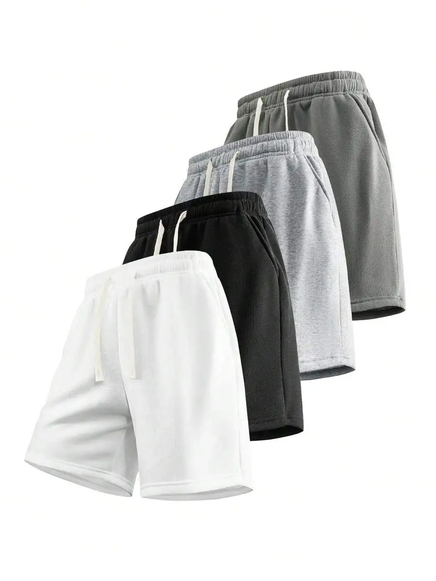 Men's Casual Solid Sweat Shorts Drawstring Waist With Pockets/Simple And Versatile Summer Bottoms Suitable For Everyday