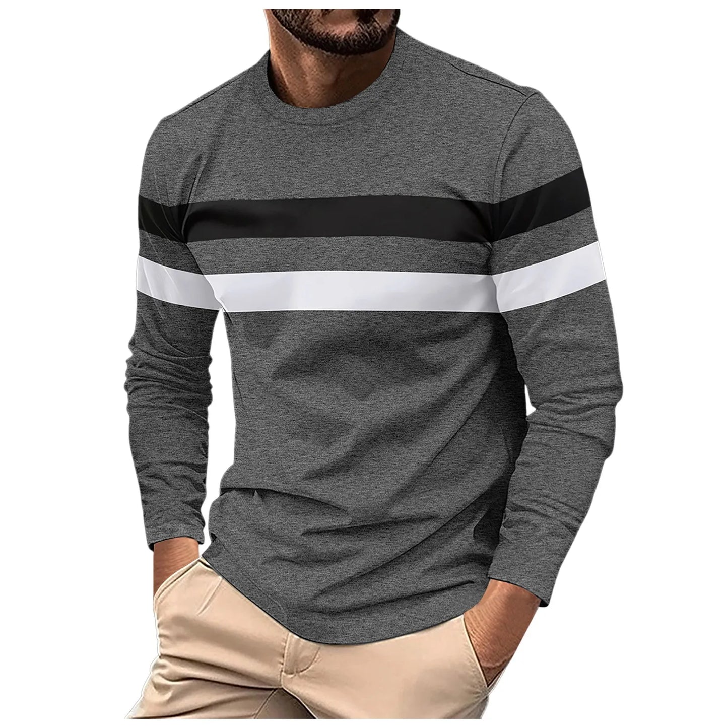 Lightweight Long Sleeve T Shirt For Men Fashion Casual Comfortable Tops/Color Matching Men's Sweatshirt Autumn New Pullover