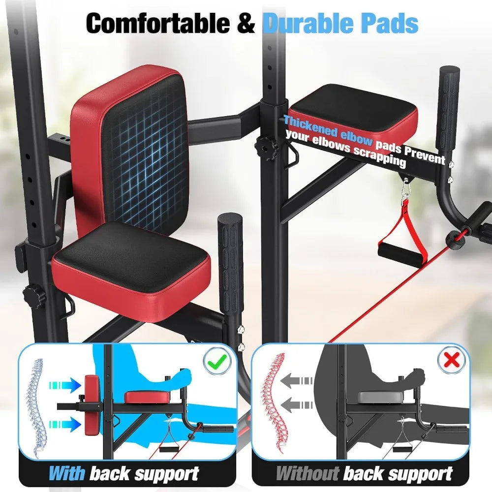 Dskeuzeew Power Tower Pull Up Bar Station 450LBS Stable Power Tower/Training Heavy-Duty Fitness Equipment for Home Gym