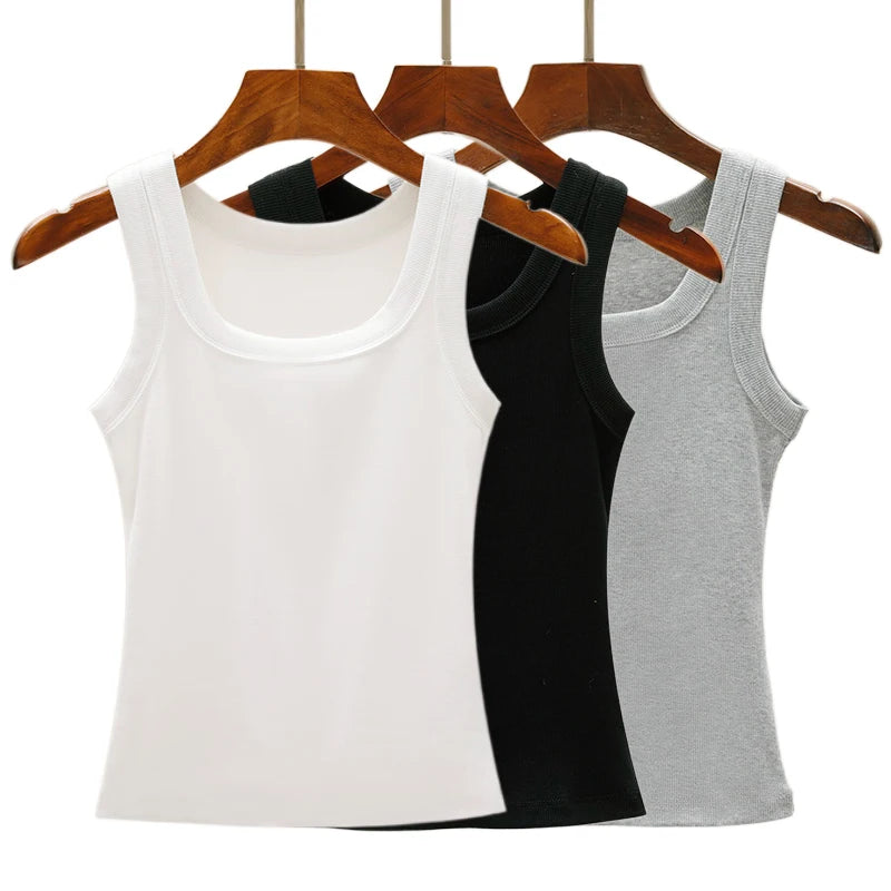 3PCS Set Cotton Camisole Vest Paired Summer Slim Fit Clothing/Simple Versatile Basic Top Breathable Women's Korean Style Tops