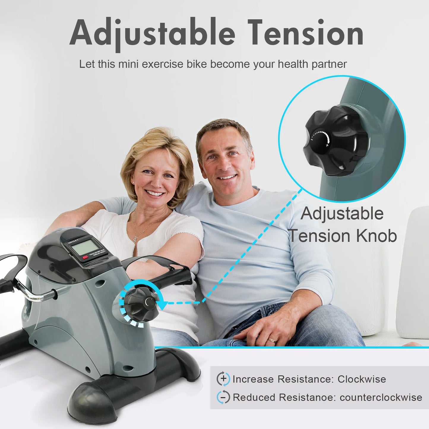 Mini Under Desk Pedal Exerciser Bike Multi-Function Motorized Digital/With LCD Screen Display for Leg Arm and Knee for Elderly