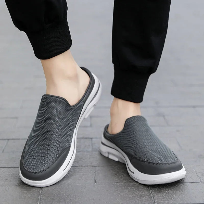 Men Slippers Summer Breathable Home Indoor Slippers Men Thick/Bottom Slides Fashion Couple Walking Shoes Plus Size 39-48
