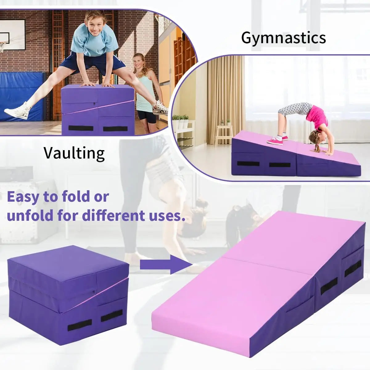 Gymnastics Mat Incline Mats 48"x24" Folding Tumbling Mats/Mat Kids Cheese Mat Indoor/Outdoor Exercise Yoga Mat for