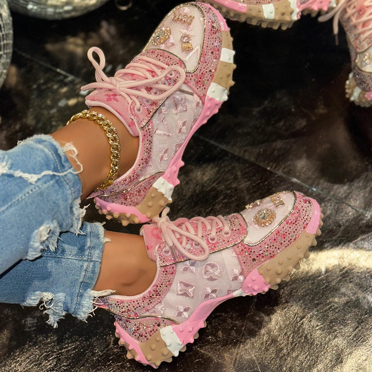Women's Casual Sneakers Fashion Luxury Rhinestone Ladies Shoes/New Outdoor Platform Female Sports Shoes