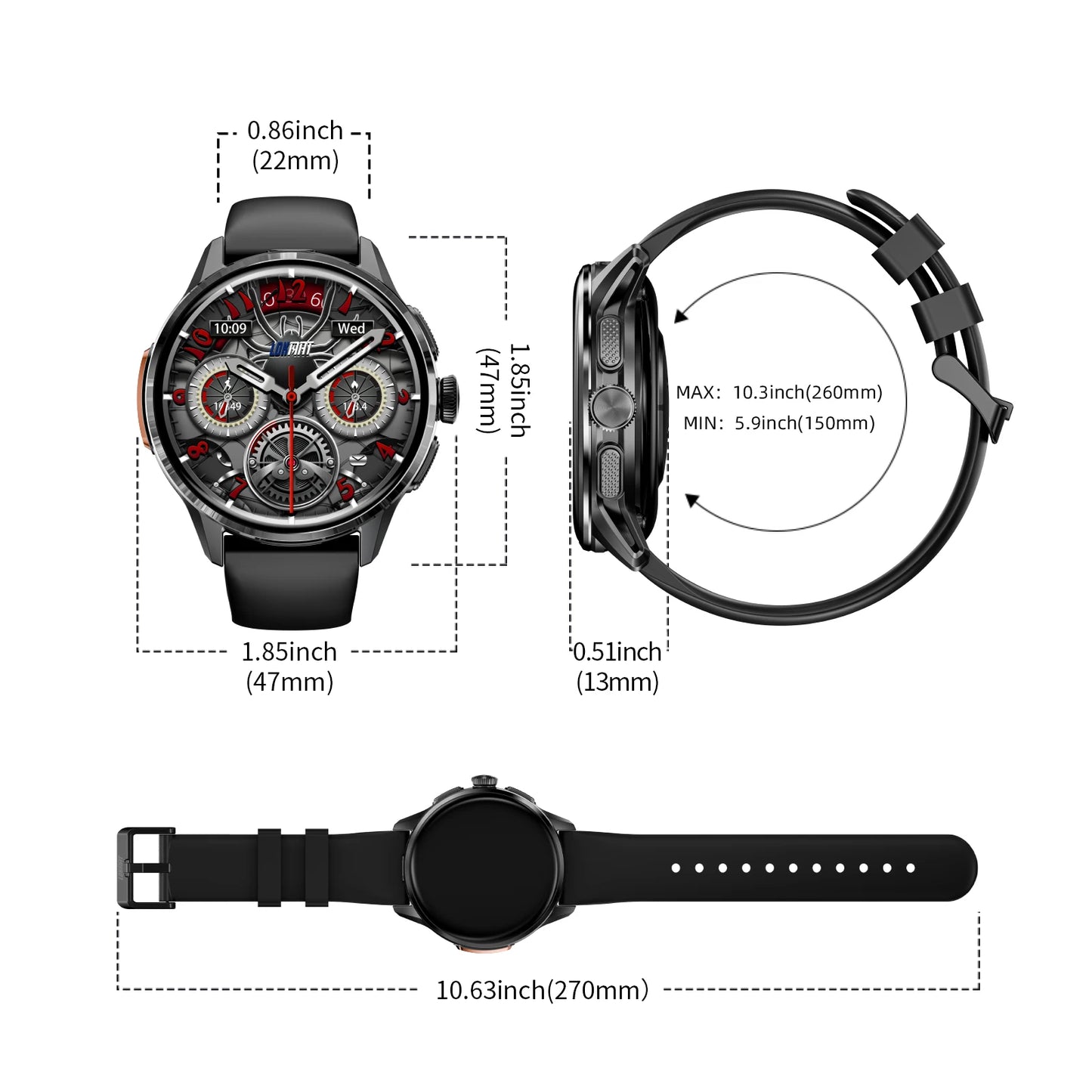 LOKMAT APPLLP 3 Android Smart Watch Amoled Round Screen/Retaining Camera Wifi 4G Watch Phone App Download with Quick Charging