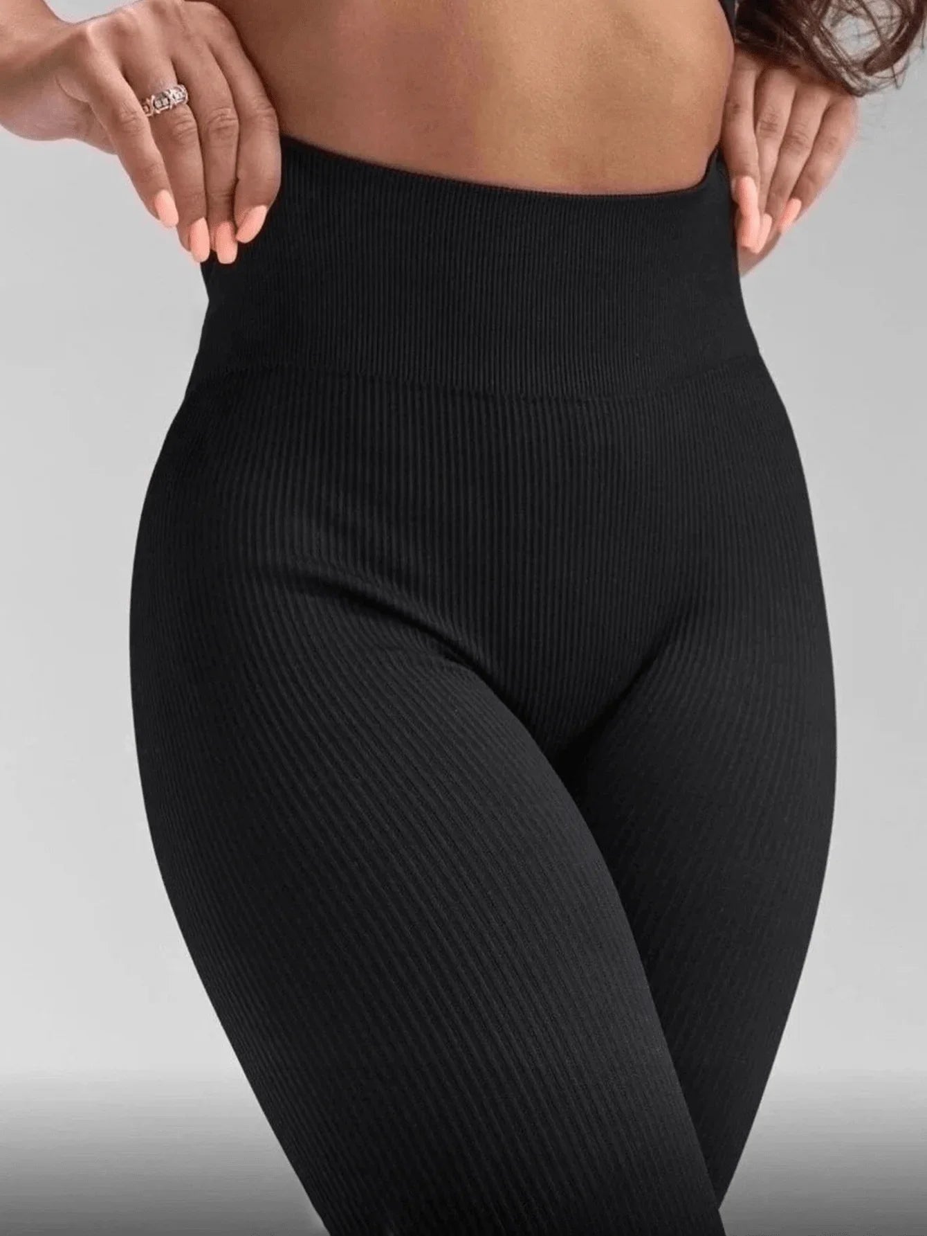 Summer Sports Yoga Leggings Seamless High Elasticity Tummy Control/Wide Waistband Workout Tight Pants Black Spring